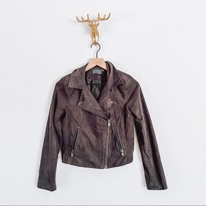 ASTR WOMEN'S Chocolate Brown Angle Zipped Moto Jacket Size XS